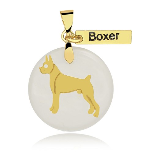 Pingente Boxer Folheado Ouro com Acrílico