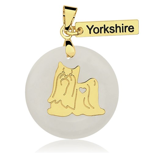 Pingente Yorkshire Folheado Ouro com Acrílico