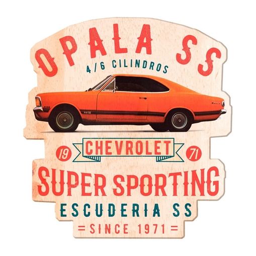 Placa Decorativa de Madeira Opala 1971 Laranja Urban