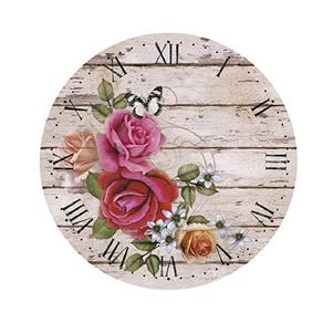 Placa em MDF e Papel Decor Home Relógio Flores DHPM-048 - Litoarte