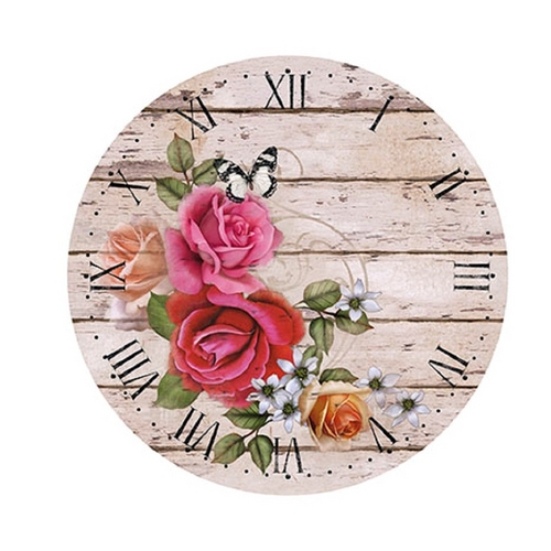 Placa em Mdf e Papel Decor Home Relógio Flores Dhpm-048 - Litoarte