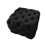 Poltrona Pufão Pufe Puf Puff Banco Decorativo Quadrado Capitonê Corano Preto Para Sala De Estar Recepção Quarto - Ds Decor