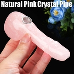 Ponto de varinha de pedra de cristal de quartzo natural rosa Pedra de cura com haste de decoração de coluna de filtro de metal