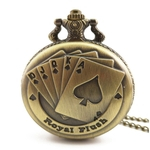 Pôquer Design Antiguidade redonda Vintage Dial quartzo relógio de bolso colar relógio