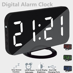 Portátil Moderno Relógio Digital Alarme LED Display USB & Bateria Operada Espelho
