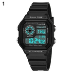 Praça Waterproof multiuso mostrador luminoso Dual Time Alarm Men relógio de pulso Digital