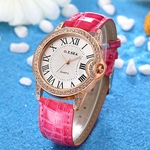 Presentes Rhinestone Leather relógio de cristal Vestido de pulso de quartzo para Mulher das senhoras