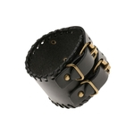 Preto Masculino Vintage Malha Ampla Pulseira De Couro Correia Pulseira Pulseira Bangle