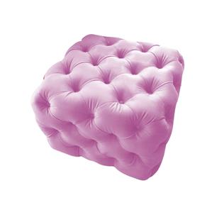 Poltrona Pufão Pufe Puf Puff Banco Decorativo Quadrado Capitonê Corano Rosa Bebê para Sala de Estar Recepção Quarto - DS Decor - Rosa Claro