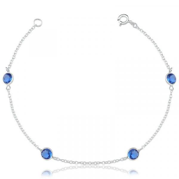 Pulseira 4 Zircônias Azul - Céu de Prata