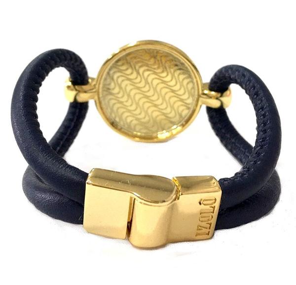 Pulseira Armazem RR Bijoux Couro Estrela Azul Marinho