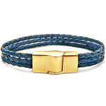 Pulseira De Couro Bracelete Masculino Azul