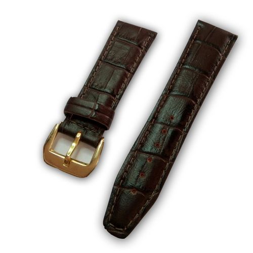 Pulseira de Couro Legítimo para Relógio Trabalhada Croco Marrom 20mm