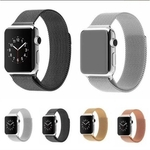 Pulseira de metal Milanese para Apple Watch 3 4 5 e Iwo 8 9 10 11 - Kit Preto e Rosa / Prata e Preto / Prata e Rosa