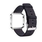 Pulseira De Relógio De Lona Ajustável Com Armação De Metal Para Pulseira Inteligente Fitbit Blaze