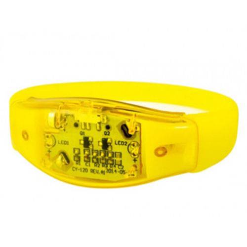 Pulseira de Silicone Led com Sensor de Som Amarelo