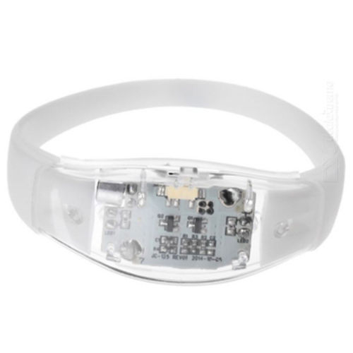 Pulseira de Silicone Led com Sensor de Som Branco