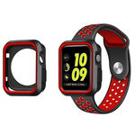 Pulseira De Silicone Respirável Com O Caso Para A Apple Assista Série 3/2 / 1-38mm Silicone Soft Sport Watchband 38 / 40mm + Case Protetora Resistente 38 Milímetros