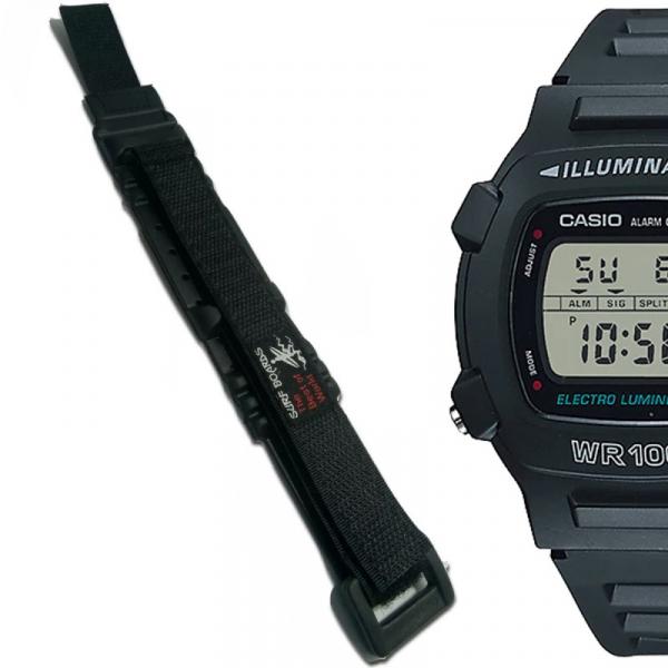 Pulseira em Nylon Compatível com Casio W-740-1VS Preta - Oficina dos Relógios