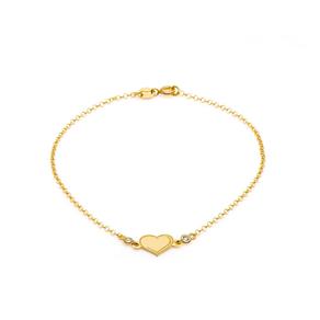 Pulseira em Ouro 18k Coração com Diamantes de 18cm Pu04046