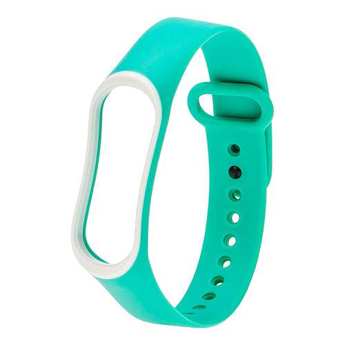 Pulseira Extra Mi Band 3 Ciano com Borda Branca