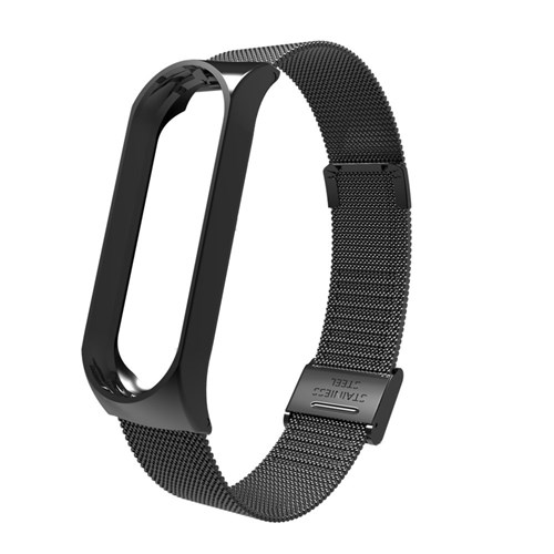 Pulseira Extra Mi Band 3 Preta Xiaomi Aço Inoxidável