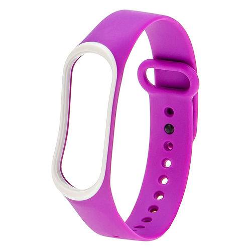 Pulseira Extra Mi Band 3 Roxa com Borda Branca