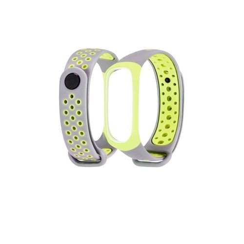 Pulseira Extra para Xiaomi Mi Band 3 Respirar Pele - Cinza e Verde