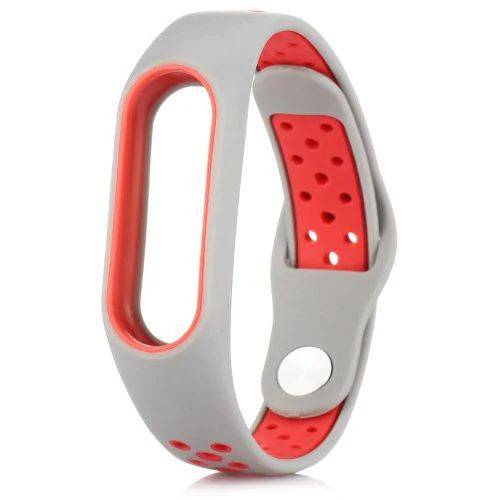 Pulseira Extra para Xiaomi Mi Band 2 Ventilada Respirar Pele - Cinza e Vermelho