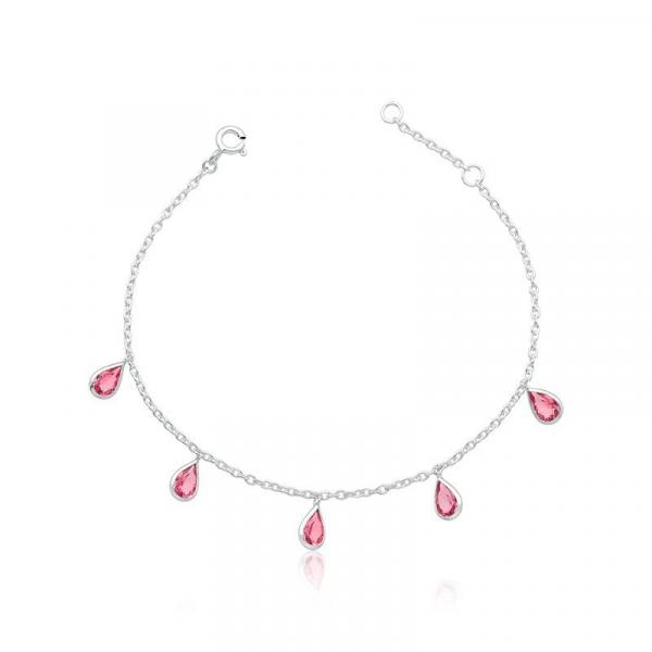 Pulseira Gotas Rosa - Céu de Prata