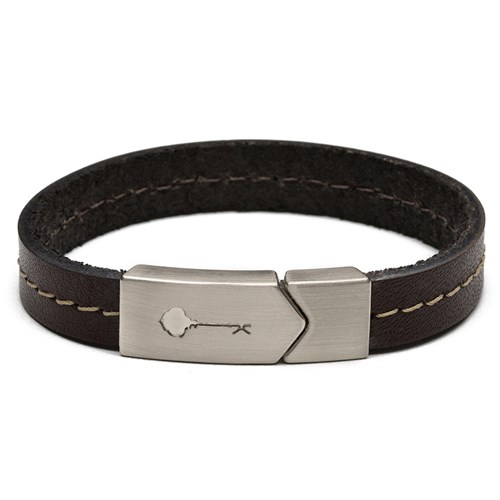 Pulseira Key Design Hustle Silver Leather - Brown