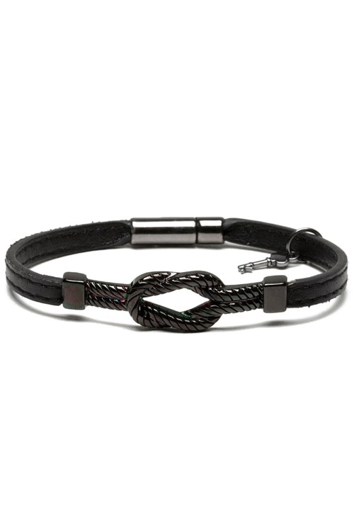 Pulseira Key Design Jackson Ônix Leather - Preta