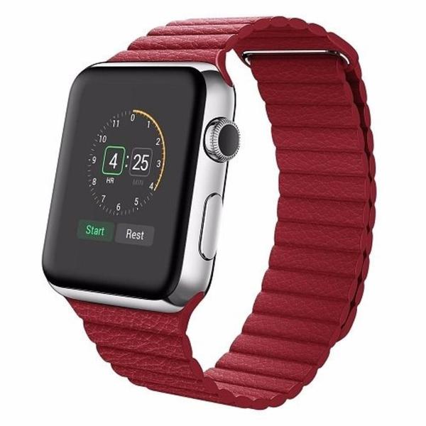 Pulseira Kopeck Magnética Couro Vermelho Apple Watch 42mm Série 1 2 3