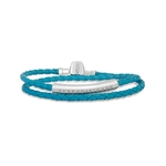 Pulseira Life Serendipidade Couro Dupla Azul 18 cm