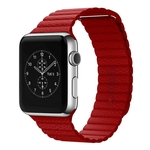 Pulseira Magnética Couro Bege Ap Watch e IWO - Vermelho