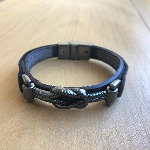 Pulseira Masculina Em Couro Legitimo E Fecho Em Aço Com Imã