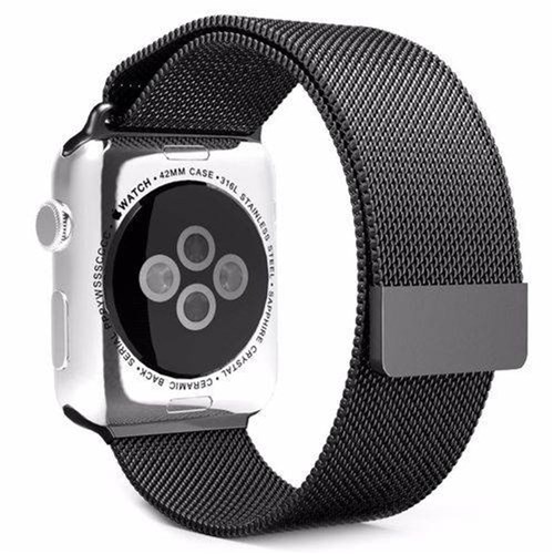 Pulseira Milanese Loop Magnético Série 1 2 e 3 Preta 42