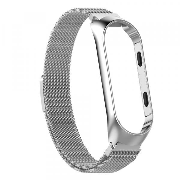 Pulseira para Relógio Inteligente Mi Band 3 Xiaomi Milanês Milanese Aço Loop Metal Prata - Aquiébarato