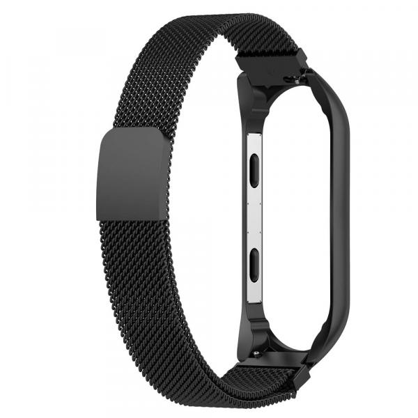 Pulseira para Relógio Inteligente Mi Band 3 Xiaomi Milanês Milanese Aço Loop Metal Preta - Aquiébarato