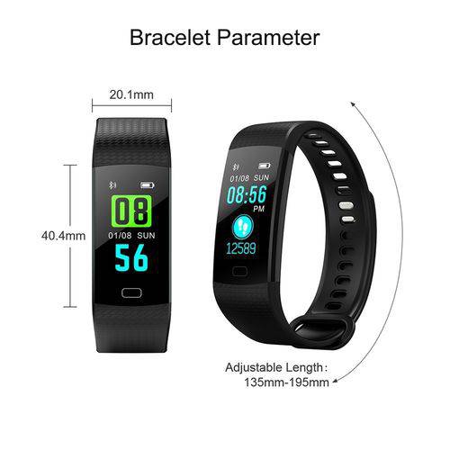 Pulseira Relogio Smartband Y5 Frequência Cardíaca Pressão Arterial Oxigênio no Sangue Android Ios - Rosh Fc