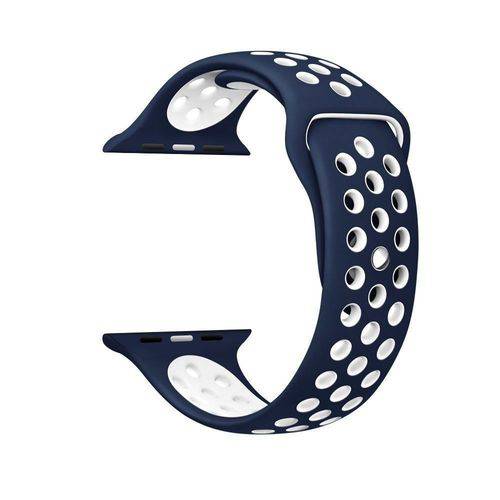 Pulseira Silicone Compatível com Apple 42mm - Azul e Branco