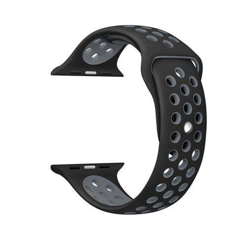 Pulseira Silicone Compatível com Apple 38mm - Preto e Cinza