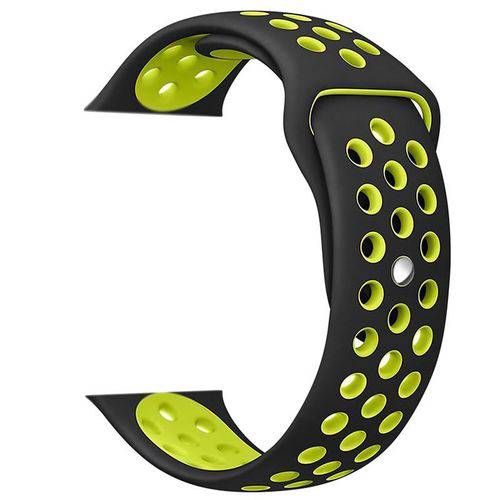 Pulseira Silicone Compatível com Apple 42mm - Preto e Verde Limão