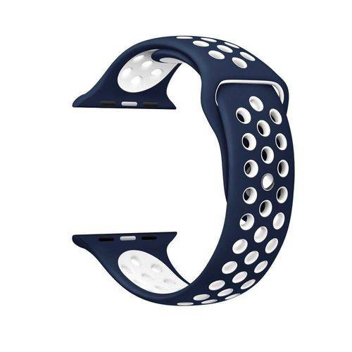 Pulseira Silicone Compatível com Apple 38mm - Azul e Branco