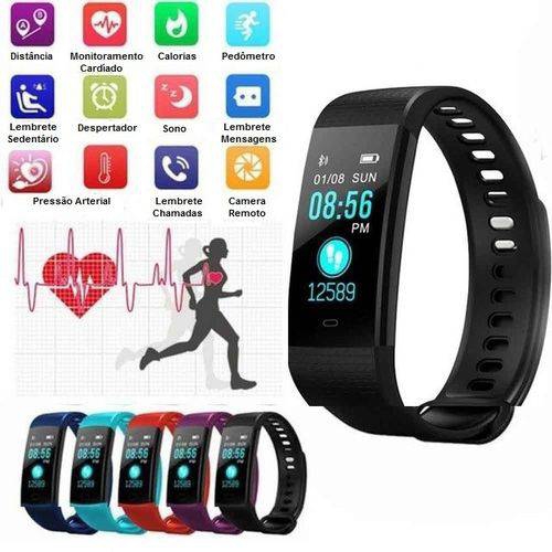 Pulseira Smartband Relogio Y5 Frequência Cardíaca Pressão Arterial Oxigênio no Sangue Android Ios - Rosh Fc