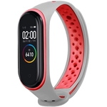 Pulseira Xiaomi Mi Band 3 e 4 Silicone Cinza e Vermelho