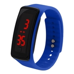 Pulseiras inteligentes de relógio de pulso de silicone de tela de toque de relógio digital de LED azul