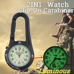 Pulso de metal preto com clip-on mosquetão relógio digital escalada montanha luminoso ao ar livre esporte bolso