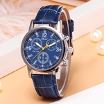 Pulso epid¨¦rmica Leather Strap rel¨®gio-ray quartzo azul neutro vidro Simula