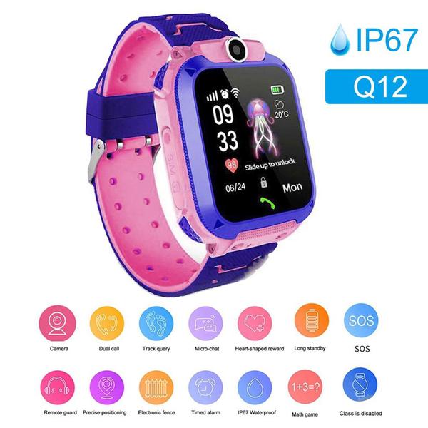 Q12 Crianças Relógio Inteligente Crianças Gps Tracker Anti-lost Sos Phone Watch - Rosa - Q Smart